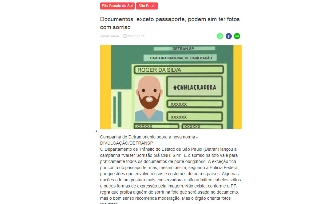 Documentos exceto passaportes podem sim conter fotos com sorriso